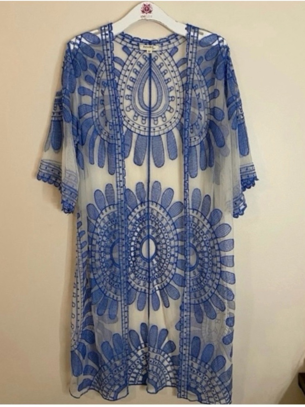 Rebellion Blue Embroidered Sheer Long Sleeve kimono